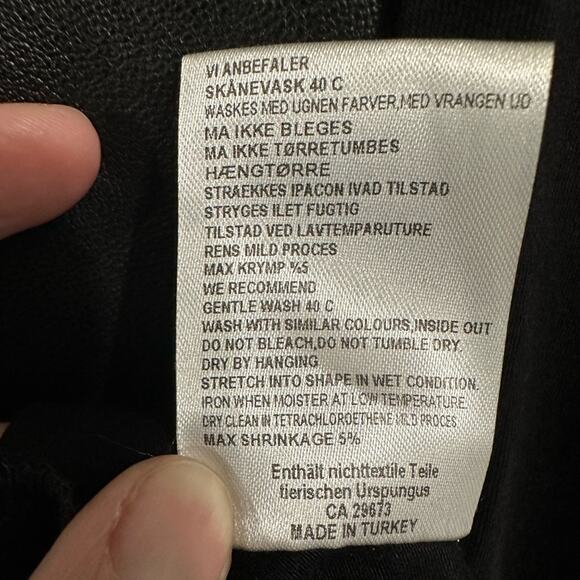 NÖR Denmark Midi Dress size US 2 Black Jersey Full Zip-up Faux Leather Panels - Picture 15 of 16